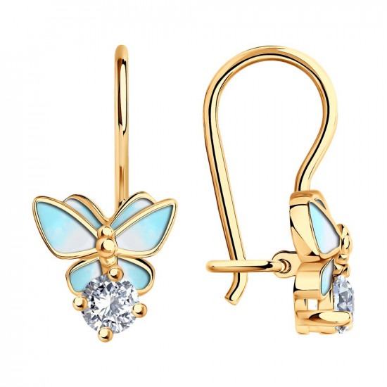 Серьги из золочёного серебра с фианитами