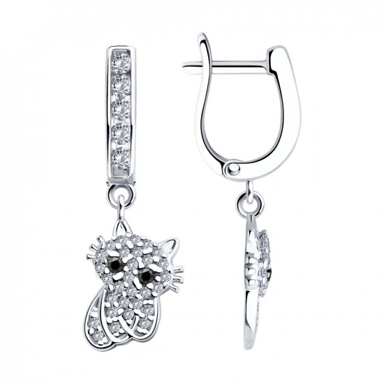 Серьги-конго из серебра с фианитами