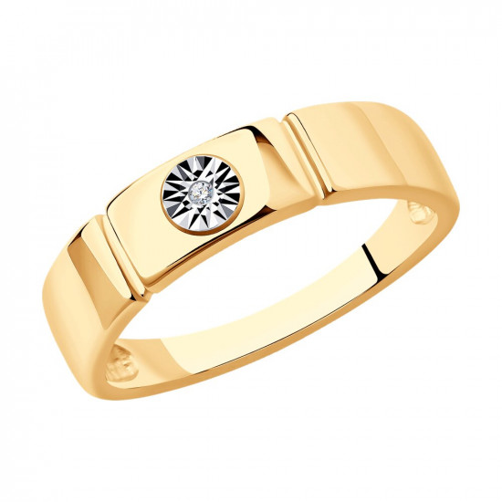 Кольцо из золочёного серебра с бриллиантом