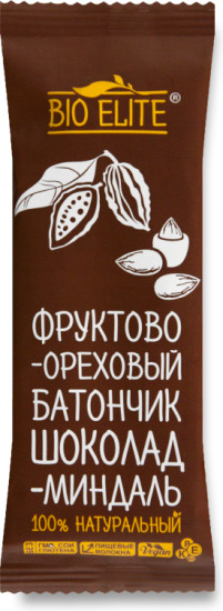 Батончик фруктово-ореховый «Шоколад-миндаль»