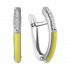 Серьги из серебра с фианитами и эмалью