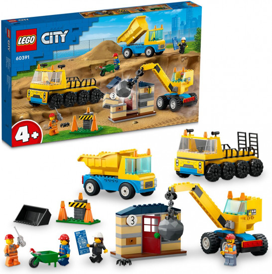 Конструктор LEGO® City 60391 Аварийный кран. Construction Trucks and Wrecking Ball Crane