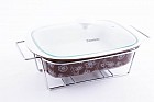 Прямоугольный керамический мармит (1,45 л) коричневый с подставкой