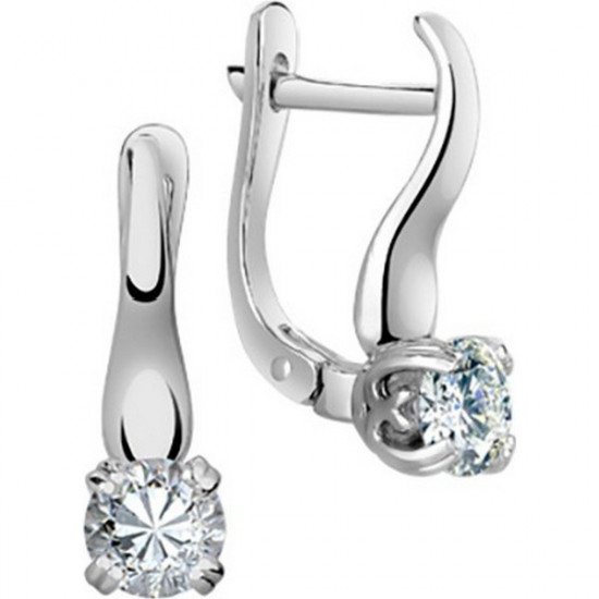 Серьги из серебра с фианитом