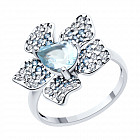 Кольцо из серебра с топазом и фианитами