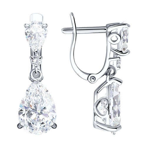 Серьги из серебра с фианитами