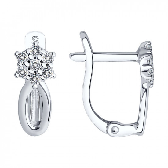 Серьги из серебра с фианитами