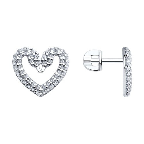 Серьги из серебра с фианитами