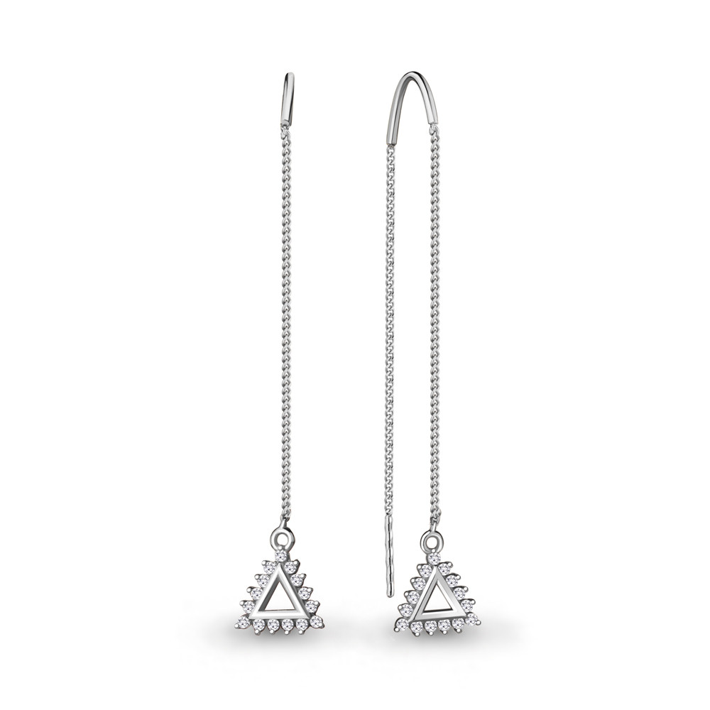 Серьги из серебра с фианитами | Aquamarine