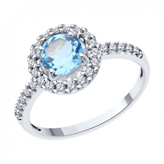 Кольцо из серебра с топазом и фианитами