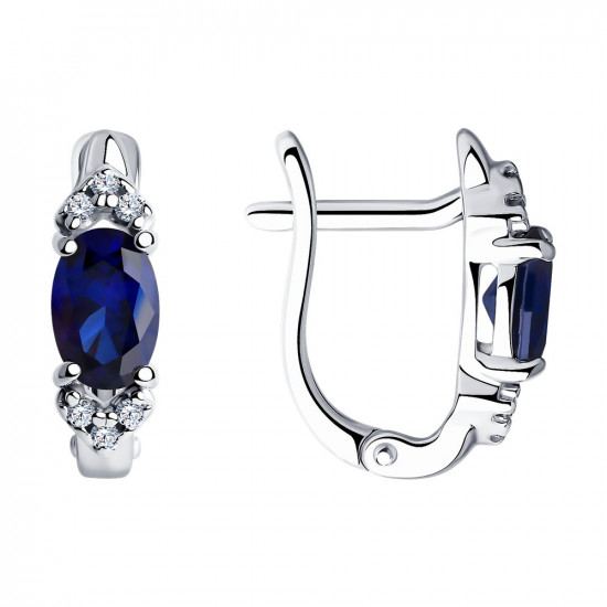 Серьги из серебра с корундами и фианитами