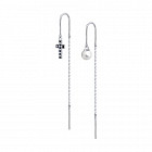 Серьги из серебра с жемчугом и фианитами