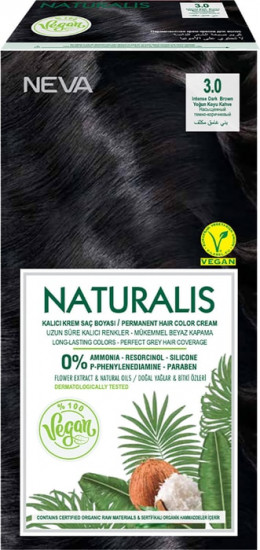 Крем-краска для волос «Naturalis Vegan», оттенок 3.0 Насыщенный тёмно-коричневый