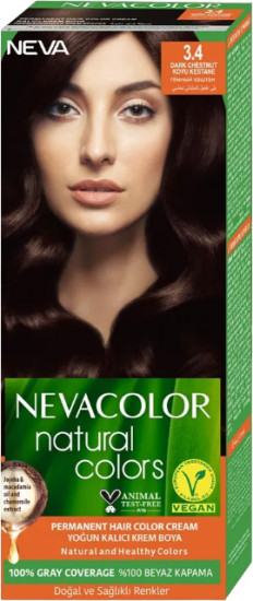 Крем-краска для волос «Natural», оттенок 3.4 Dark chestnut/тёмный каштан