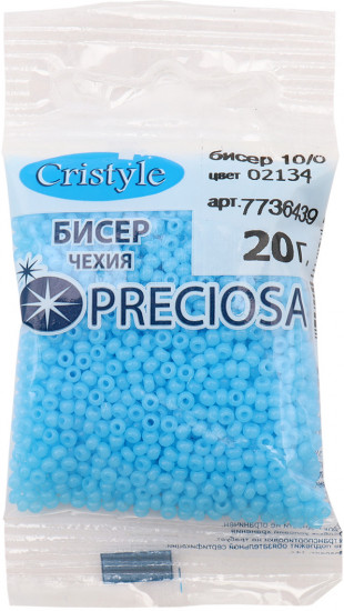 Бисер алебастр окрашенный «Solgel», цвет 02134 светло-голубой