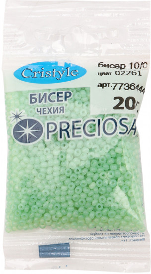 Бисер алебастр окрашенный бледный «Solgel», цвет 02261 светло-зеленый