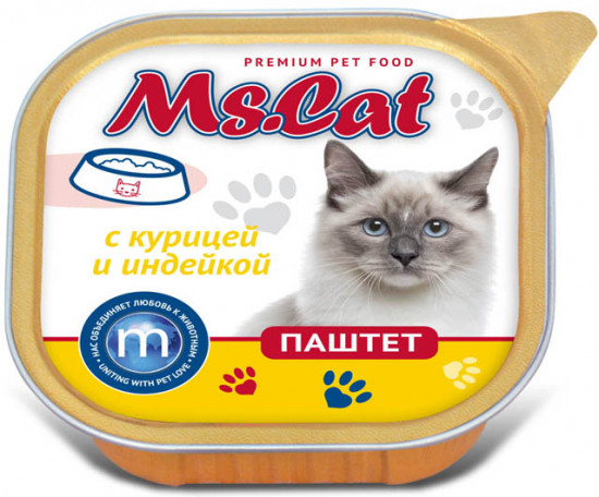 Паштет для кошек с курицей и индейкой