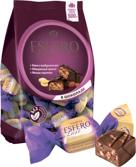 Конфеты с начинкой из арахиса, изюма и воздушного риса в мягкой карамели