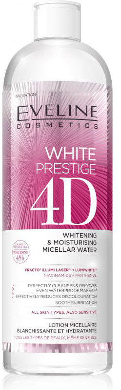 Мицеллярная вода для лица увлажняющая «Whitening and moisturising micellar water» | White Prestige 4D | Eveline Cosmetics