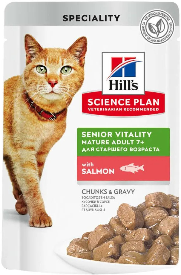 Корм для пожилых кошек с лососем | Hill's Science Plan