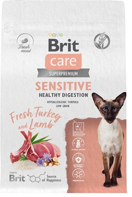 Корм сухой для кошек с индейкой и ягненком «Care Cat Sensitive Healthy Digestion»