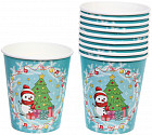 Набор стаканов бумажных «Снеговичок с подарками»