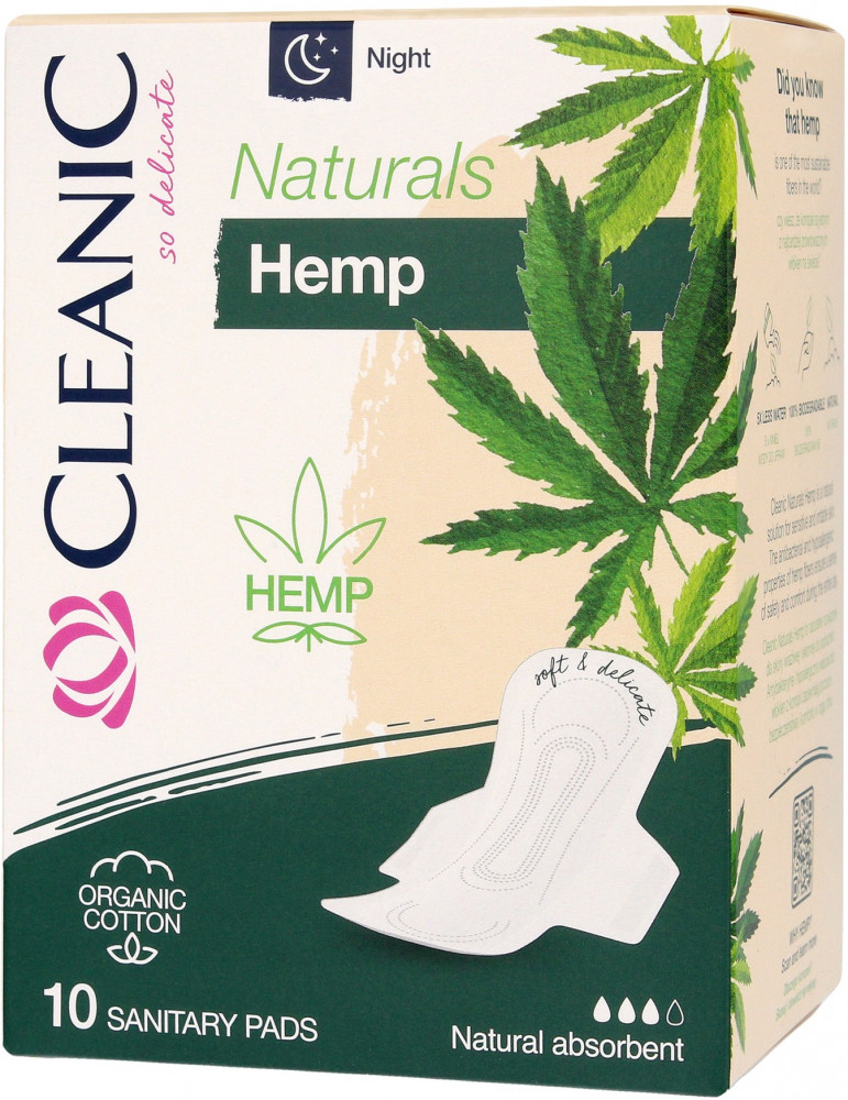 Прокладки женские ночные «Naturals Hemp Night» | Cleanic