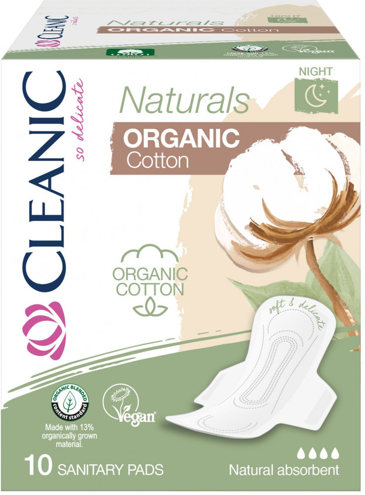 Прокладки женские ночные «Naturals оrganic сotton» | Cleanic