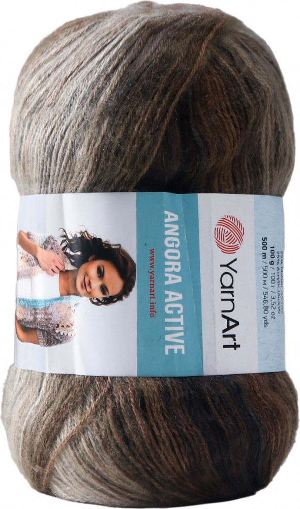 Пряжа для вязания «Angora Active», 849 Белый бежево-коричневый | YarnArt