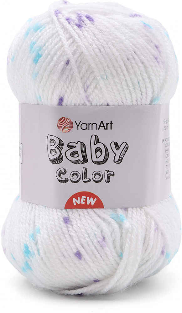 Пряжа для вязания «Baby color», 201 Бело-фиолетовая бирюза | Baby color | YarnArt
