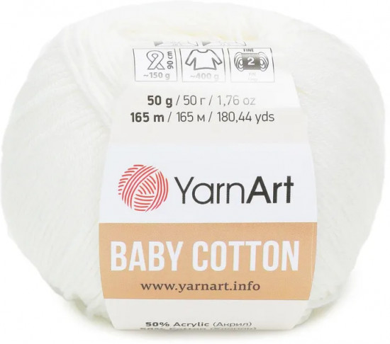 Пряжа для вязания «Baby Cotton», 401 Белый