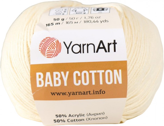 Пряжа для вязания «Baby Cotton», 402 Кремовый