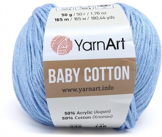 Пряжа для вязания «Baby Cotton», 448 Светло-голубой
