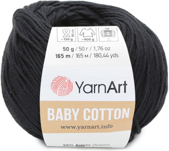 Пряжа для вязания «Baby Cotton», 460 Черный