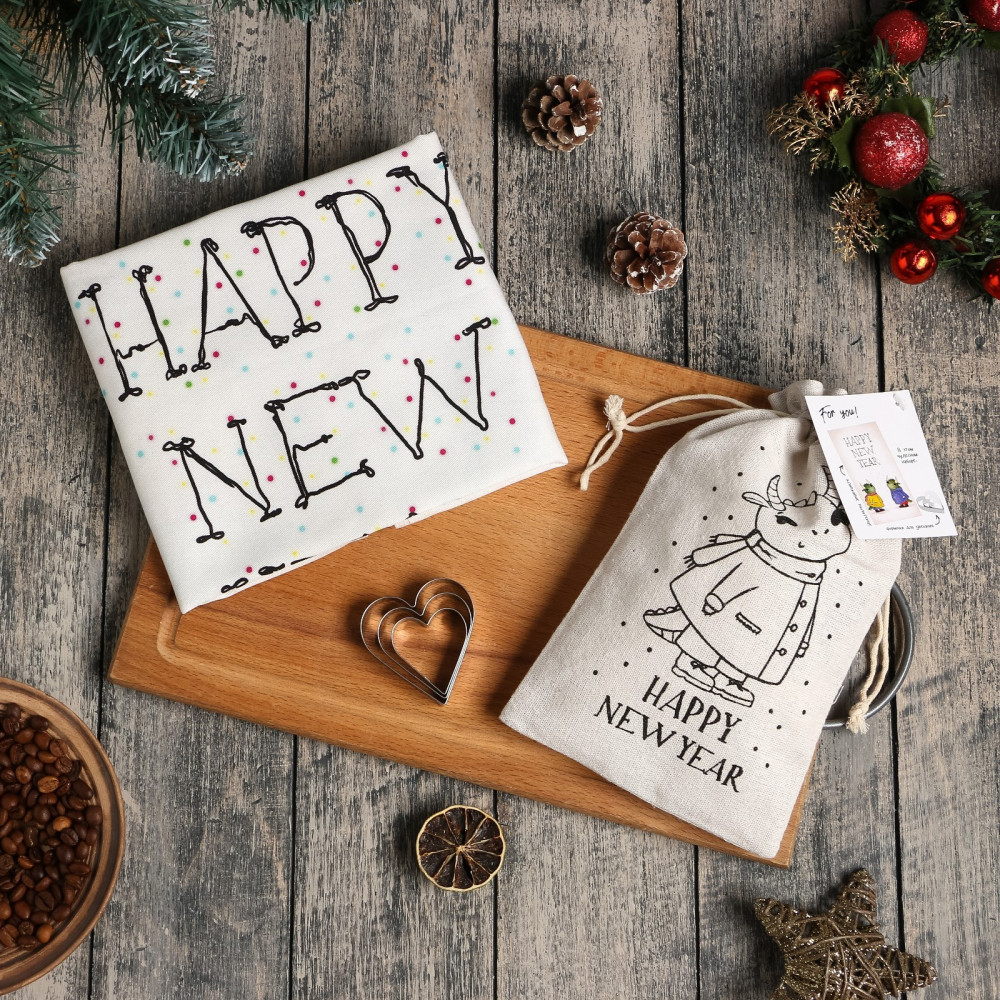 Набор подарочный «Happy New Year» | Кухонный текстиль Символ года 2024 | Этель