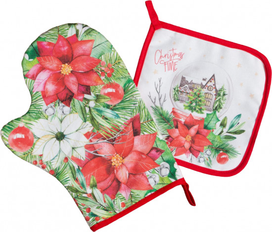 Набор кухонный «Christmas red flowers»