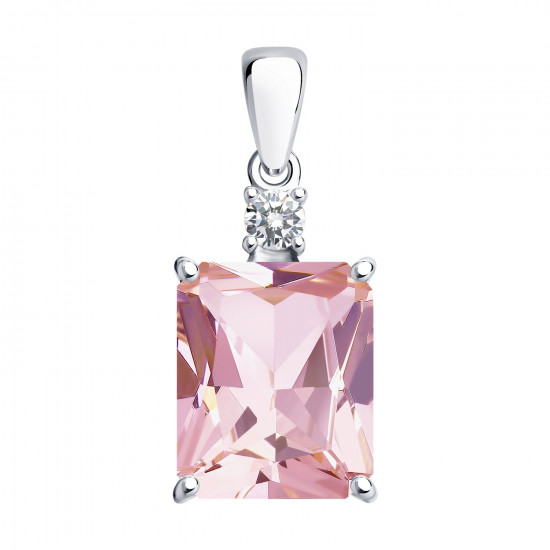 Подвеска из серебра с ситаллом и фианитом