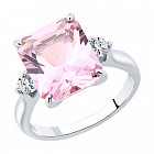 Кольцо из серебра с ситаллом и фианитами