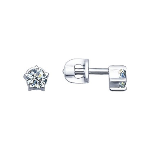 Серьги из серебра с фианитами