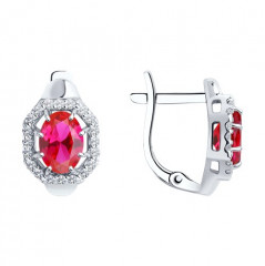 Серьги из серебра с корундами и фианитами