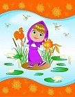 Полотенце махровое Маша и медведь "Золотая рыбка" (110х140 см)
