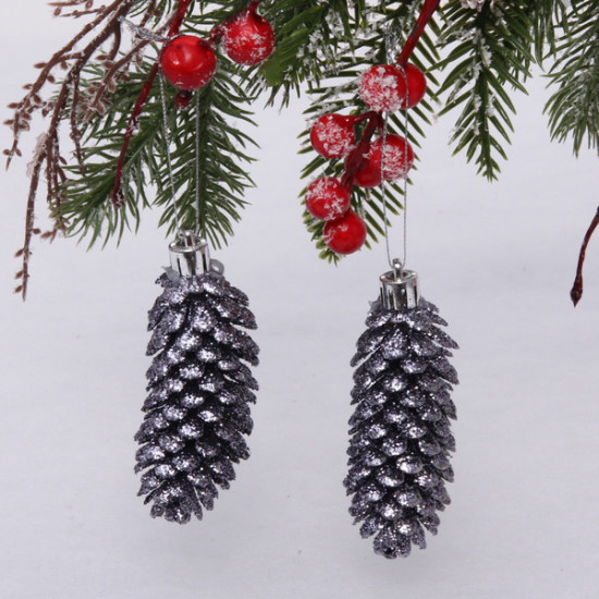 Набор игрушек ёлочных «Шишки блестящие»