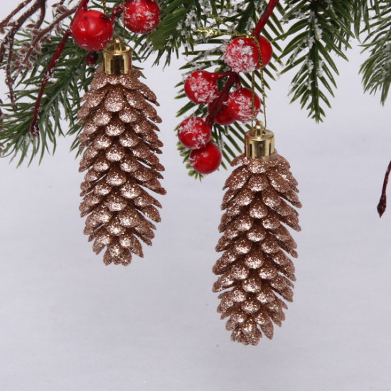 Набор игрушек ёлочных «Шишки блестящие»