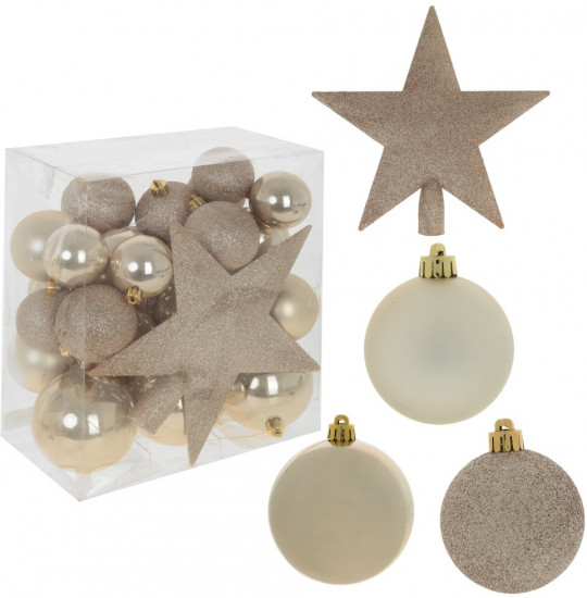 Набор шаров и верхушка на елку «Шар и звезда»