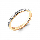 Кольцо на вторую фалангу из золоченного серебра с фианитами