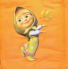 Плед флисовый с аппликацией Маша и медведь "Осень" (размер 150х200), цвет оранжевый