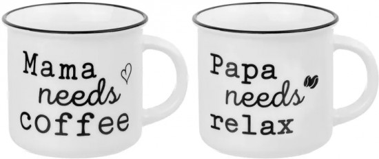 Набор кружек «Papa needs relax и Mama needs coffee»