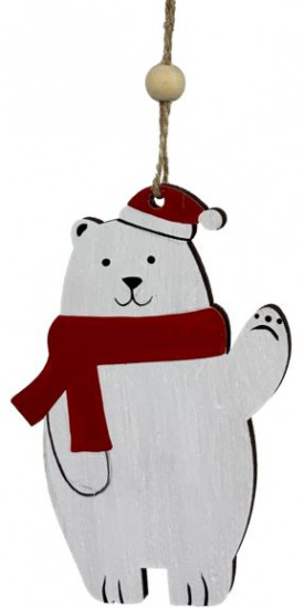 Украшение новогоднее из дерева «Мишка в шарфике»