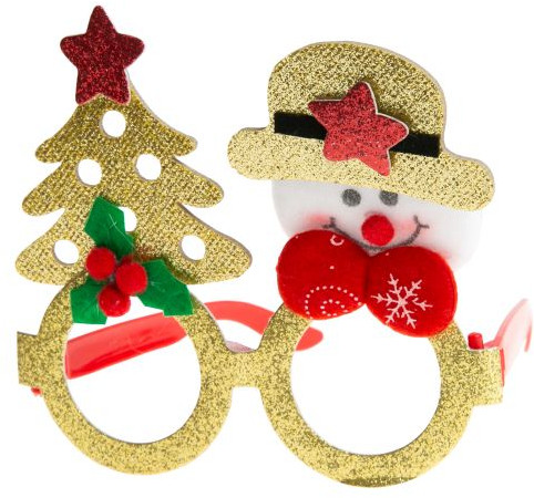 Очки маскарадные «Снеговик с ёлкой в золоте»