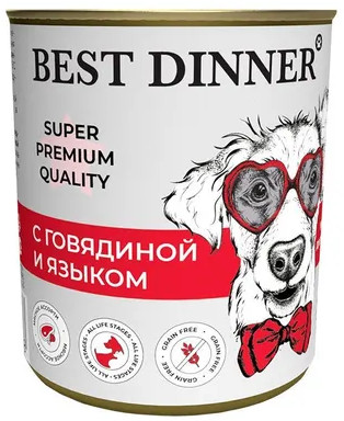 Консервы для собак «С говядиной и языком»